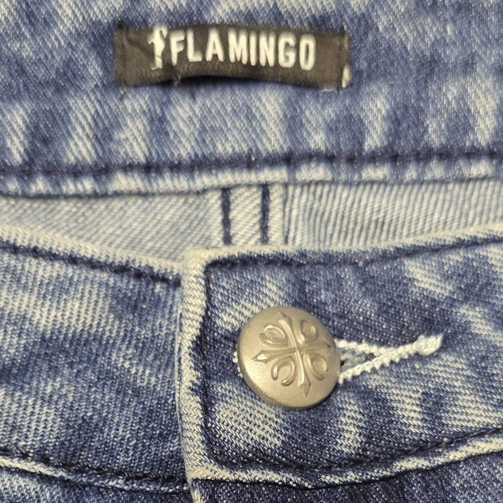 Flamingo Distressed Blue Jeans Size Large 12-14 - Picture 6 of 9